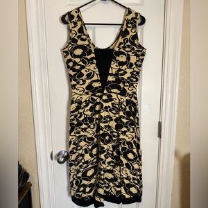 Effie's Heart Black and Cream Floral Midi Dress